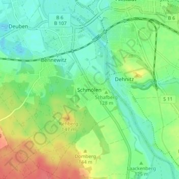 Schmölen topographic map, elevation, terrain