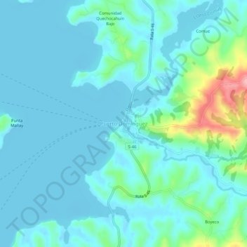 Puerto Domínguez topographic map, elevation, terrain