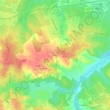 Gaillard topographic map, elevation, terrain