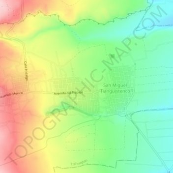Santa María Texmelucan topographic map, elevation, terrain
