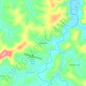 Palhocinha topographic map, elevation, terrain