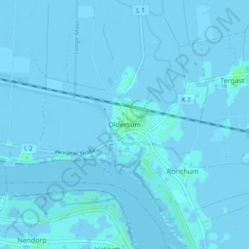 Oldersum topographic map, elevation, terrain