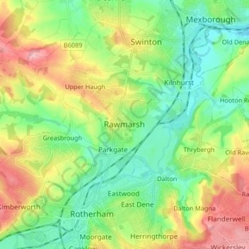 Rawmarsh topographic map, elevation, terrain