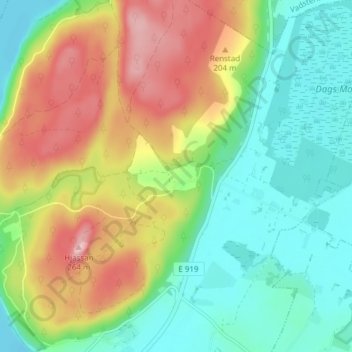 Höje topographic map, elevation, terrain