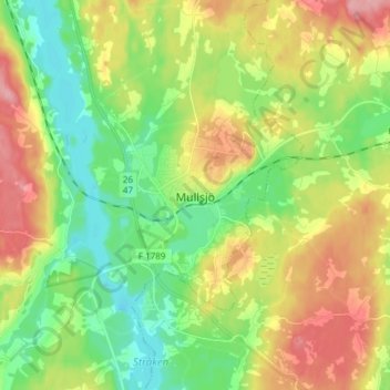 Mullsjö topographic map, elevation, terrain