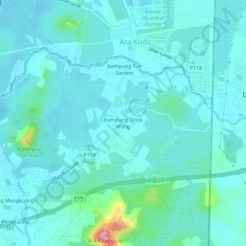 Kampung Telok Wang topographic map, elevation, terrain