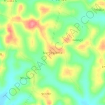 Manyogaseka topographic map, elevation, terrain