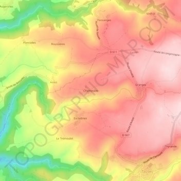 Cheminade topographic map, elevation, terrain