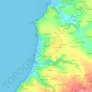 Kervel Izella topographic map, elevation, terrain