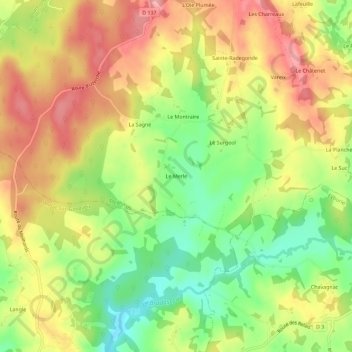 Le Merle topographic map, elevation, terrain