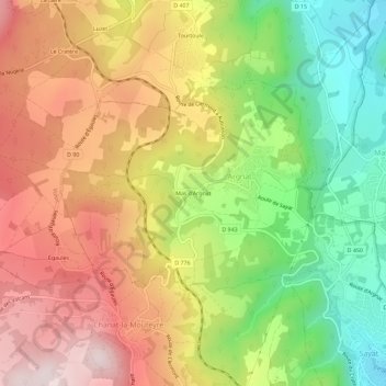 Mas d'Argnat topographic map, elevation, terrain