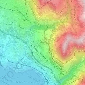 Chaulin topographic map, elevation, terrain
