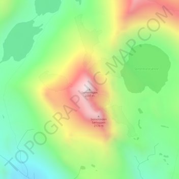 Semeltinden topographic map, elevation, terrain