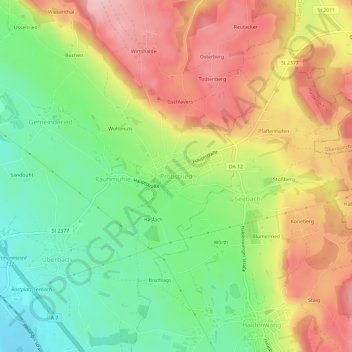 Probstried topographic map, elevation, terrain