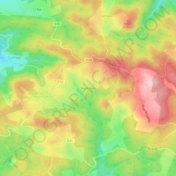 Sauvergues topographic map, elevation, terrain