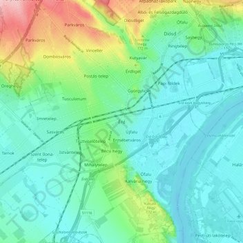 Érd topographic map, elevation, terrain