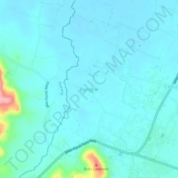 Bangkai topographic map, elevation, terrain
