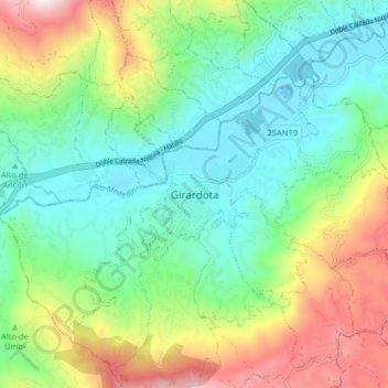Girardota topographic map, elevation, terrain
