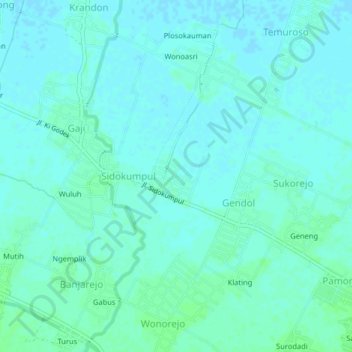 Karanggawang topographic map, elevation, terrain