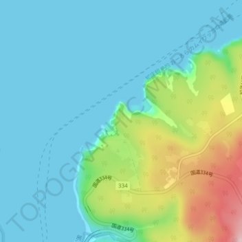 ウトロ崎灯台 topographic map, elevation, terrain