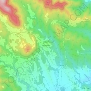 Collsacarrera topographic map, elevation, terrain
