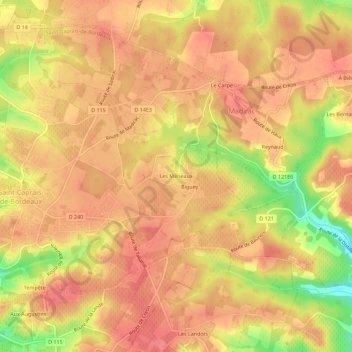 Les Meneaux topographic map, elevation, terrain