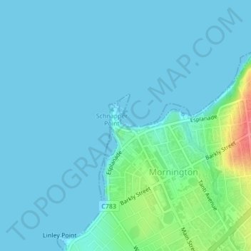 Mothers Beach topographic map, elevation, terrain