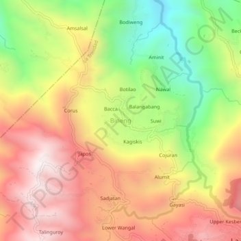 Bineng topographic map, elevation, terrain