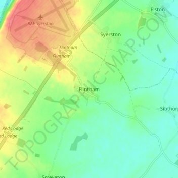 Flintham topographic map, elevation, terrain