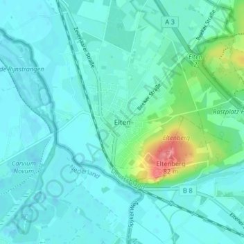 Elten topographic map, elevation, terrain