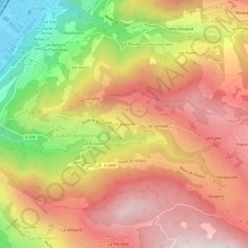 Le Mollard topographic map, elevation, terrain