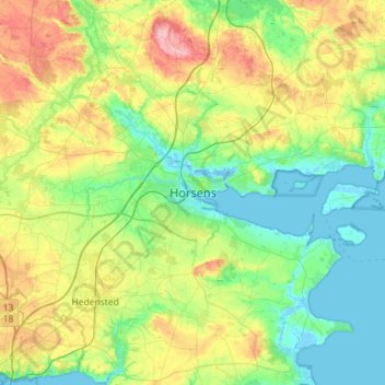 Horsens topographic map, elevation, terrain