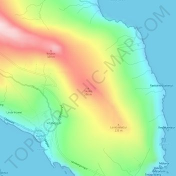 Skálin topographic map, elevation, terrain