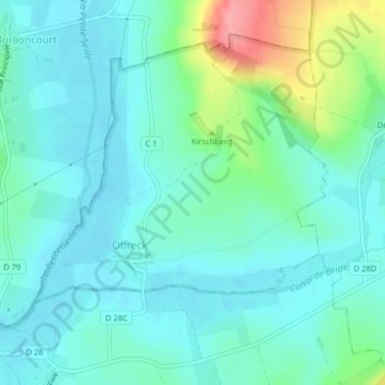 Crème topographic map, elevation, terrain