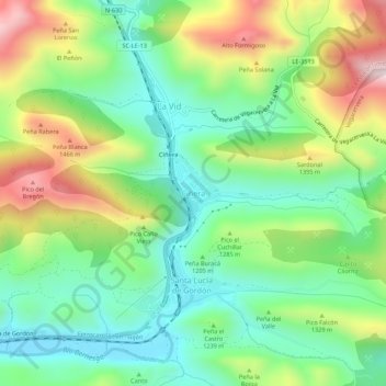 Ciñera topographic map, elevation, terrain