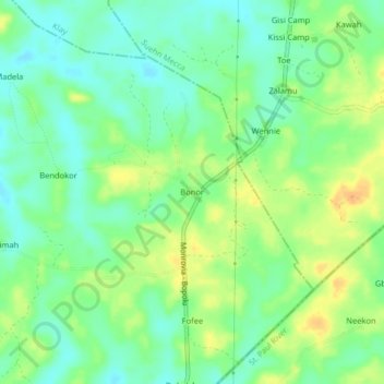 Bonor topographic map, elevation, terrain