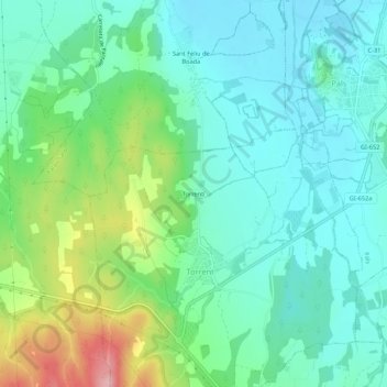 Torrentí topographic map, elevation, terrain