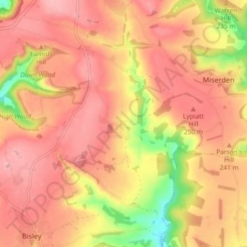 Througham topographic map, elevation, terrain