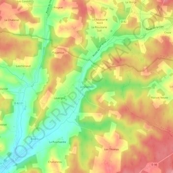Le Cluzeau topographic map, elevation, terrain