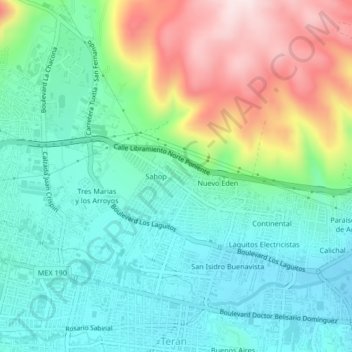 Bonampak topographic map, elevation, terrain