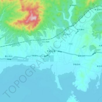 不老屯镇 topographic map, elevation, terrain