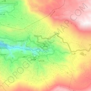 Bsharri topographic map, elevation, terrain