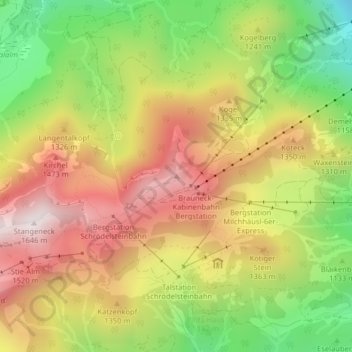 Brauneck topographic map, elevation, terrain