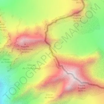 Col du Chardonnet topographic map, elevation, terrain