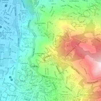 mirador de loreto topographic map, elevation, terrain