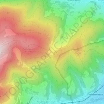 Col du Sattel topographic map, elevation, terrain