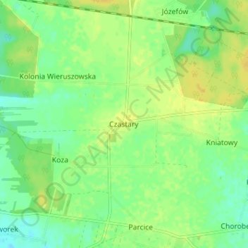Czastary topographic map, elevation, terrain