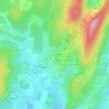 Les Martins topographic map, elevation, terrain