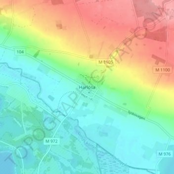 Harlösa topographic map, elevation, terrain