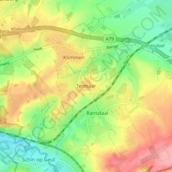 Termaar topographic map, elevation, terrain